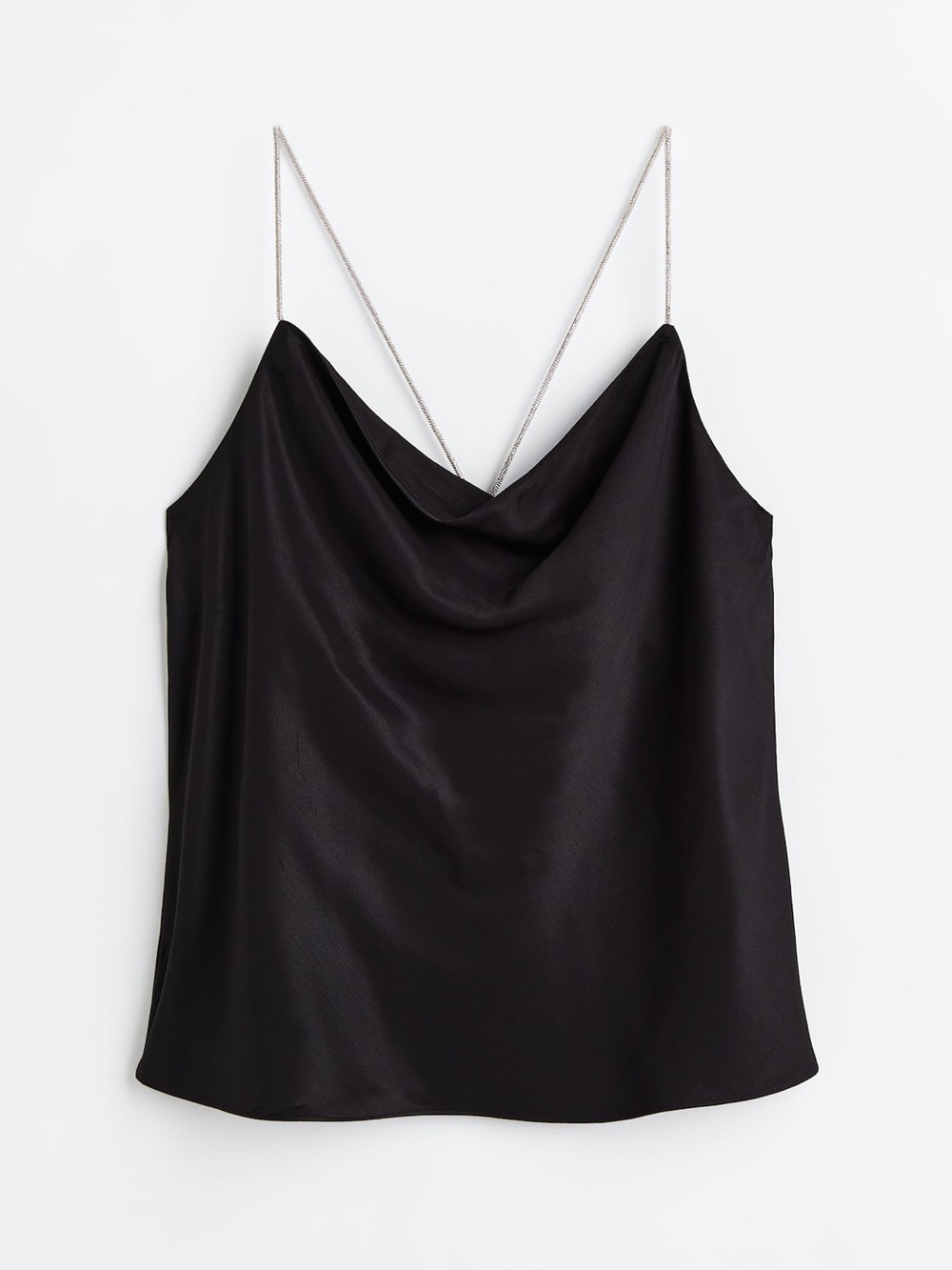 H&M RHINESTONE-STRAP SATIN TOP